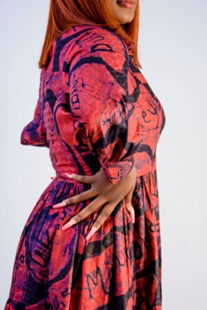 hand printed maxi shirt dress