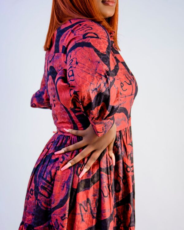 hand printed maxi shirt dress