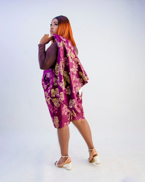 hand printed two-piece waterfall sleeveless jacket and shorts