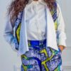 three-piece sleeveless waterfall crop jacket
