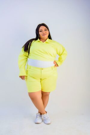 stretchy crop wrap shirt and shorts