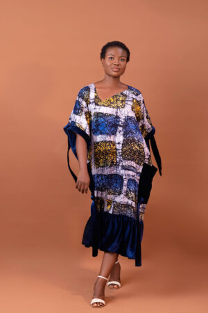 Navy blue velvet combo Kaftan