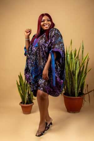 Butterfly hand printed silk boubou