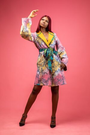 FW23 reversible blazer in hilltin pink print and mustard yellow