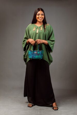 Green Boubou Top with tassels