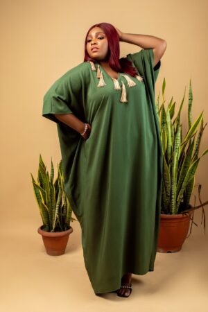 Green Boubou with handmade tassels