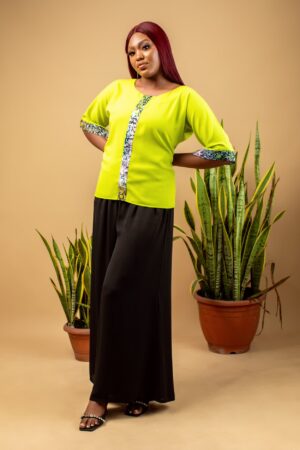 Lemon chiffon/ batik combo top