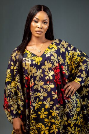 Multicoloured butterfly print boubou