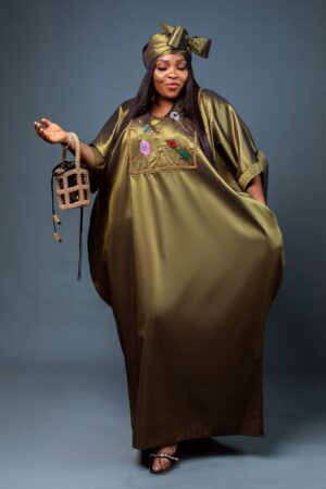 Olive green Hand beaded Boubou