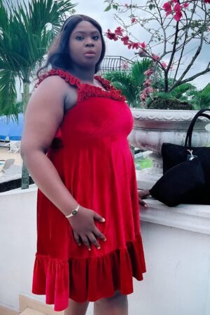 Red velvet babydoll sleeveless dress