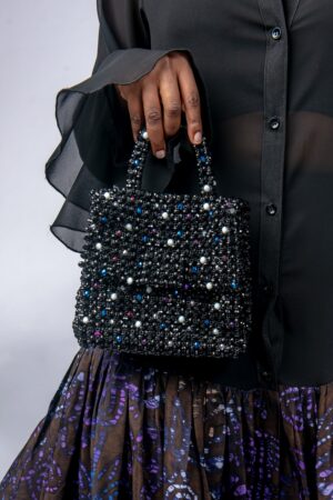 SS23 Black Hand beaded Clutch Bag