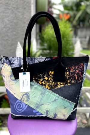 Upcycled print handbag