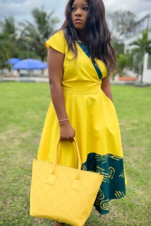 Yellow/green batik circle dress