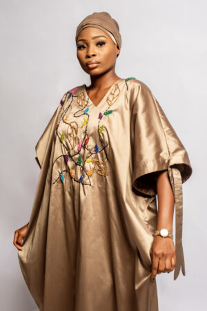 Nude Hand-beaded Bubu Turban